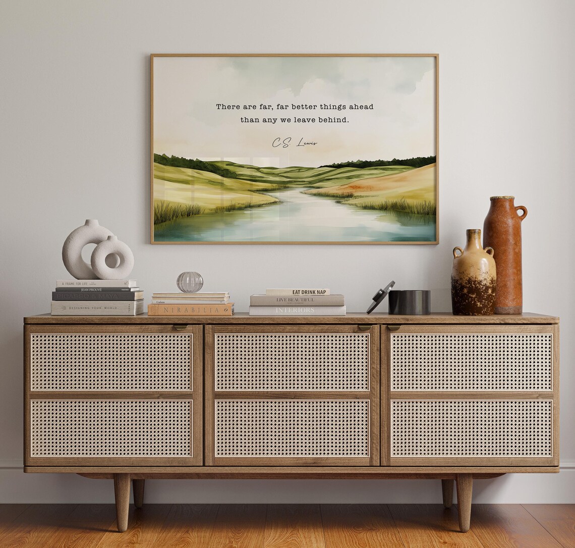 C.S. Lewis Far Better Things Ahead Quote River Valley Poster - Image 2