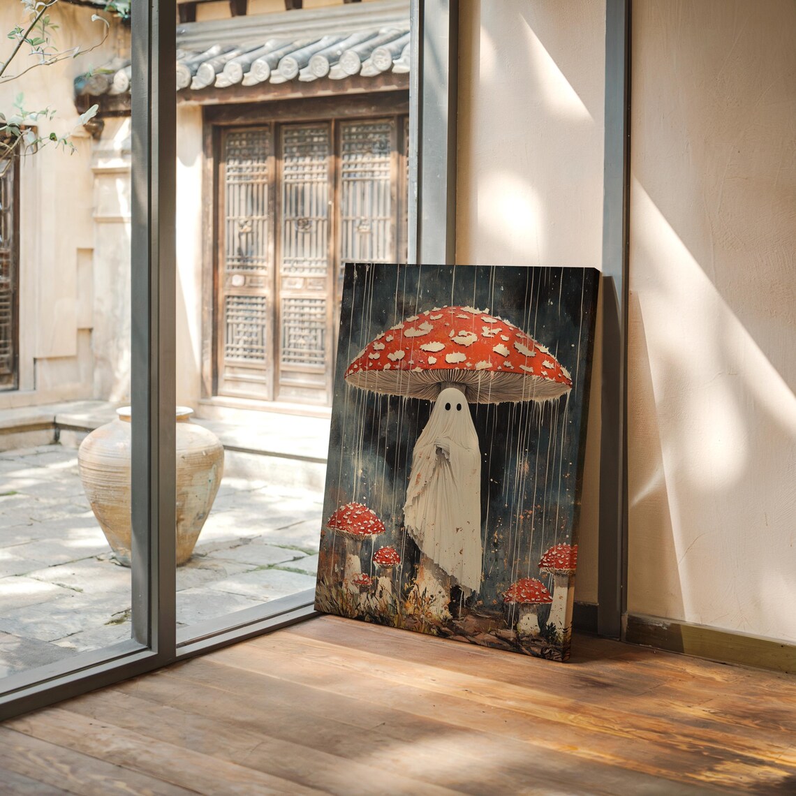 Whimsical Ghost Under Mushroom, Vintage Fantasy Art Print - Image 4