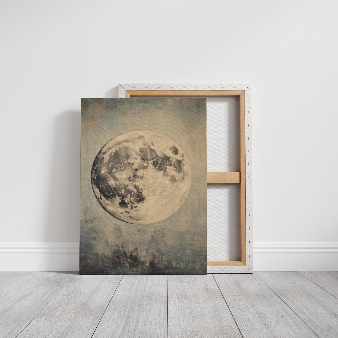Vintage Full Moon Celestial Lunar Painting Rustic Astronomy Art Poster - Image 3