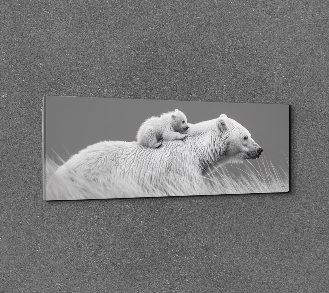 Mamma Bear Cub, Black And White Wall Art - Image 3
