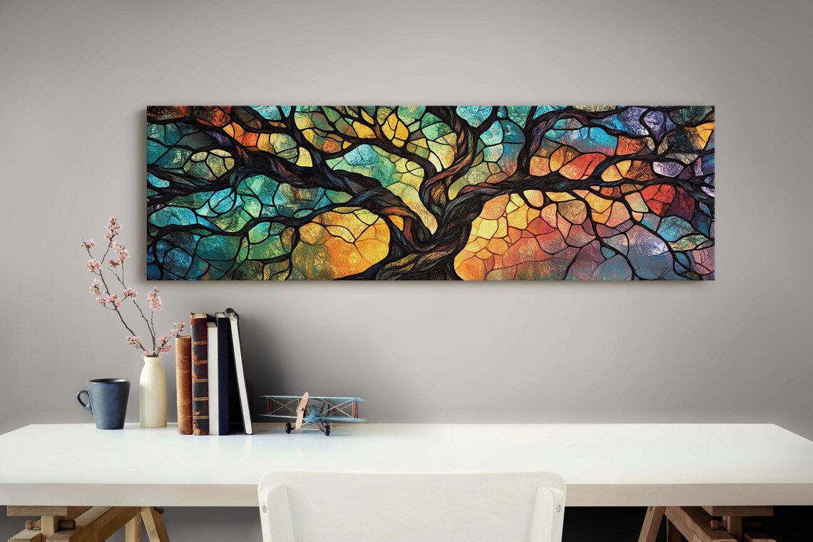 Stained Glass Tree Of Life Art Print, Rainbow Abstract - Image 3