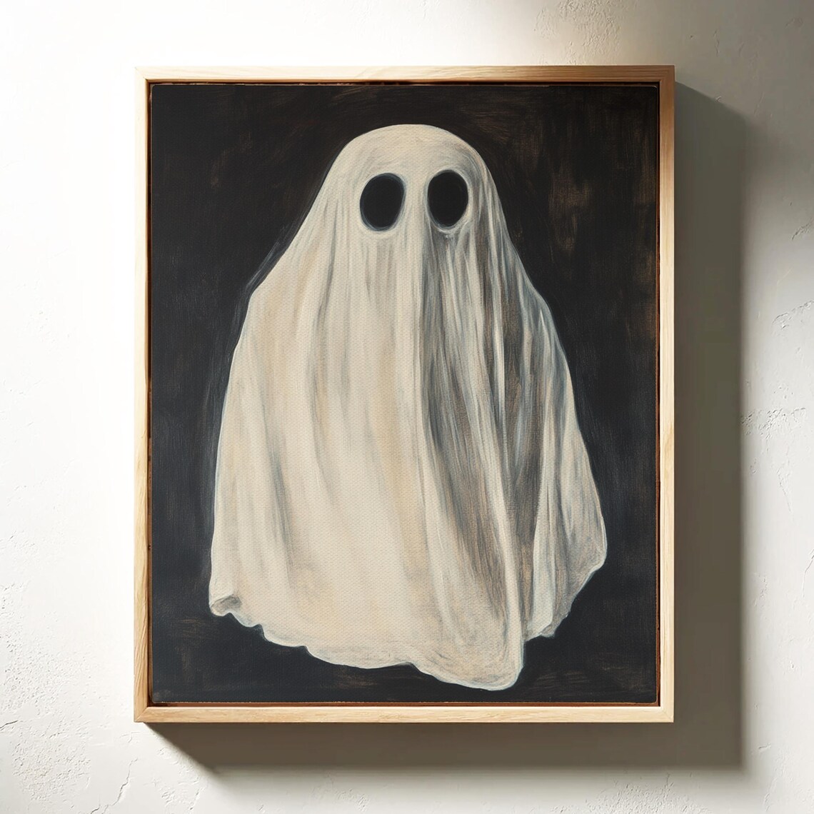 Vintage Ghost in Draped White Sheet Haunting Oil Painting Halloween Poster - Image 3