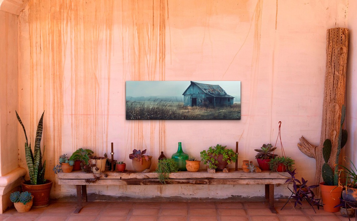 Antique Barn Art Print, Rustic Farmhouse Panorama - Image 5