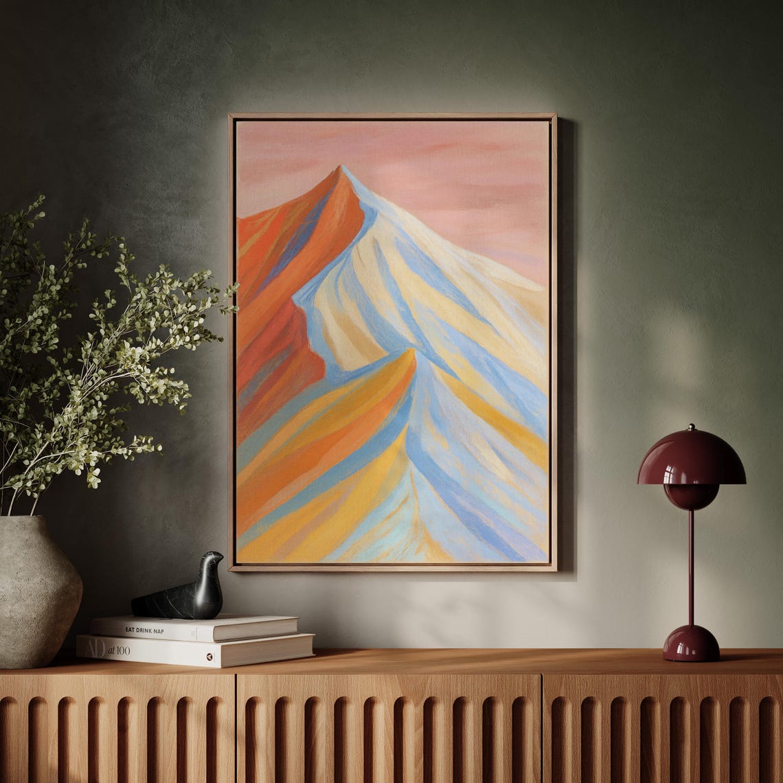 Abstract Pastel Mountain Peak Sunset Geometric Landscape Poster