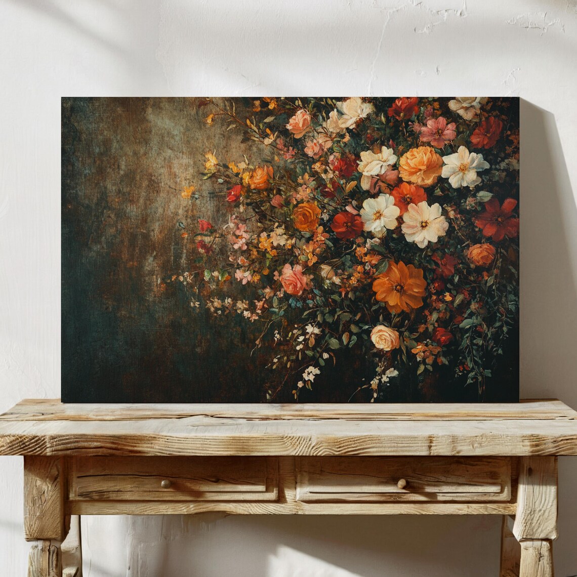 Vibrant Floral Bouquet Dark Moody Vintage Botanical Wall Art - Image 7
