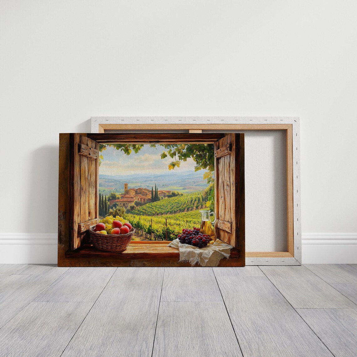 Tuscany Vineyard Window View, Rustic Italian Art Print - Image 2