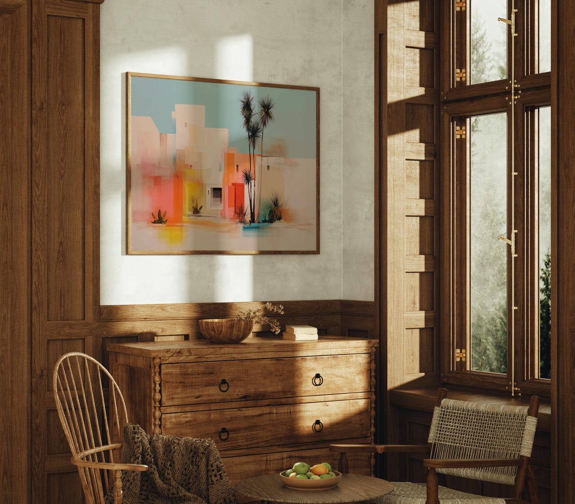 Abstract Desert Modernism With Palm Trees