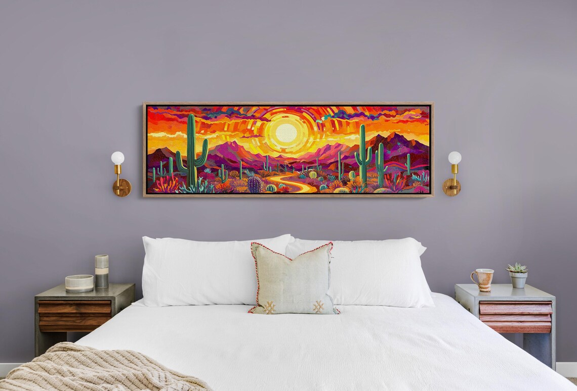 Desert Sunset Saguaro Cactus Mountains Bold Southwest Art Poster - Image 4