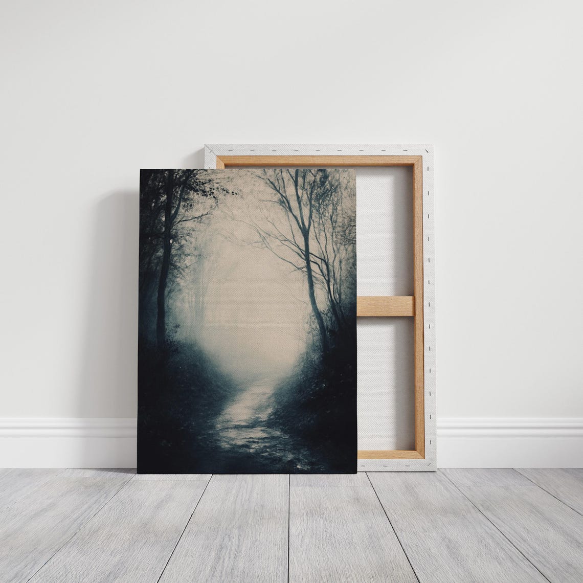 Mystical Foggy Forest Path Dark Moody Wall Art Enigmatic Nature Decor Atmospheric Landscape Print For Modern Interiors - Image 3