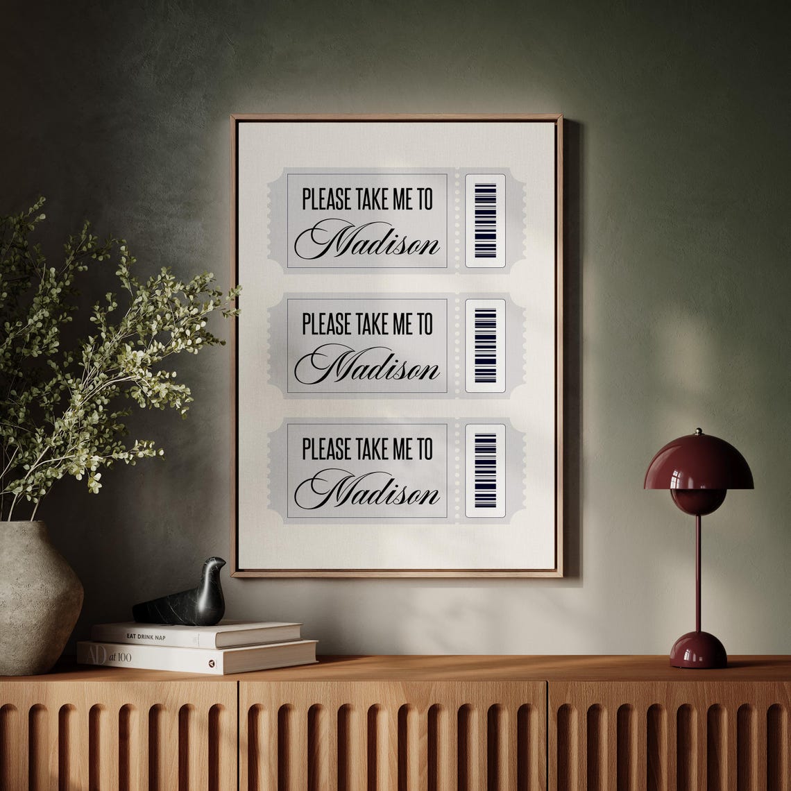 Please Take Me To Madison Vintage Ticket Stub Travel Style Art Print