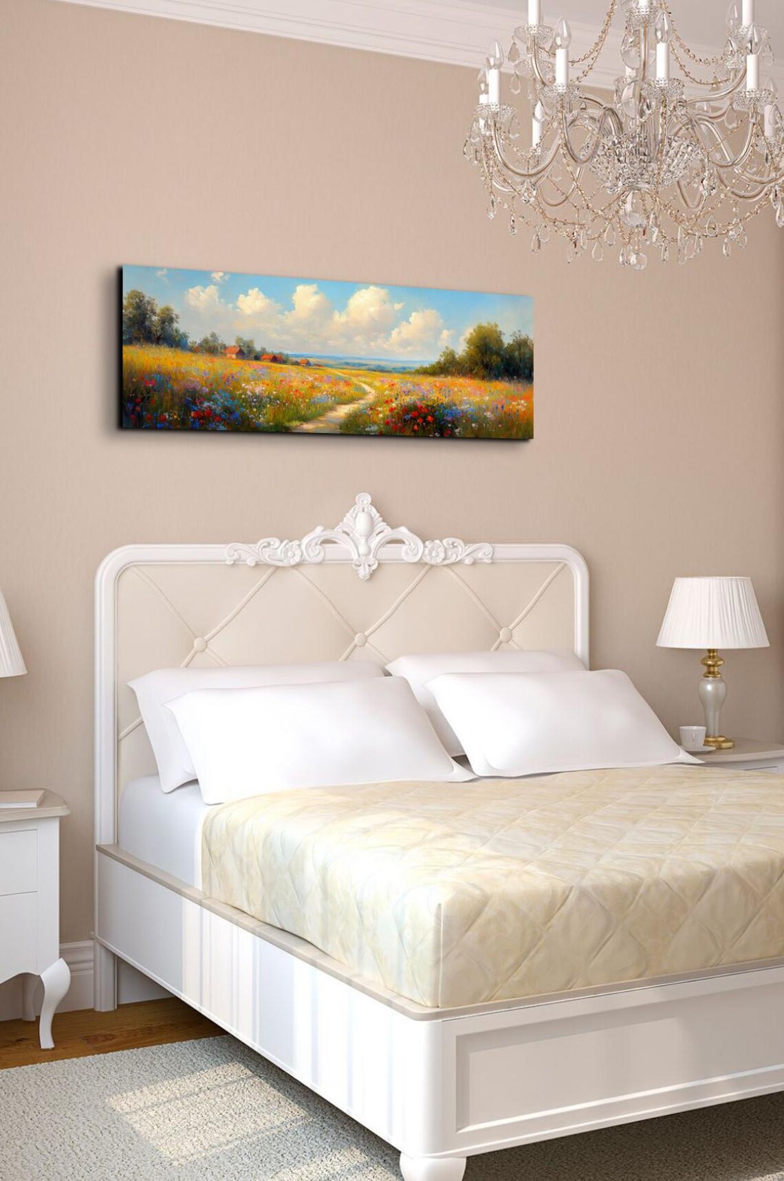 Country Path Through Colorful Wildflower Meadow With Barn Poster - Image 7