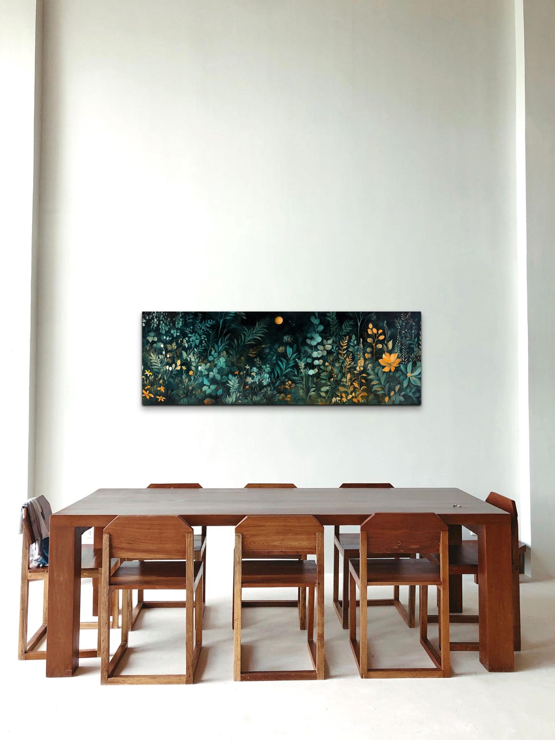 Moonlit Forest Garden Wildflowers Dark Botanical Panoramic Poster - Image 4