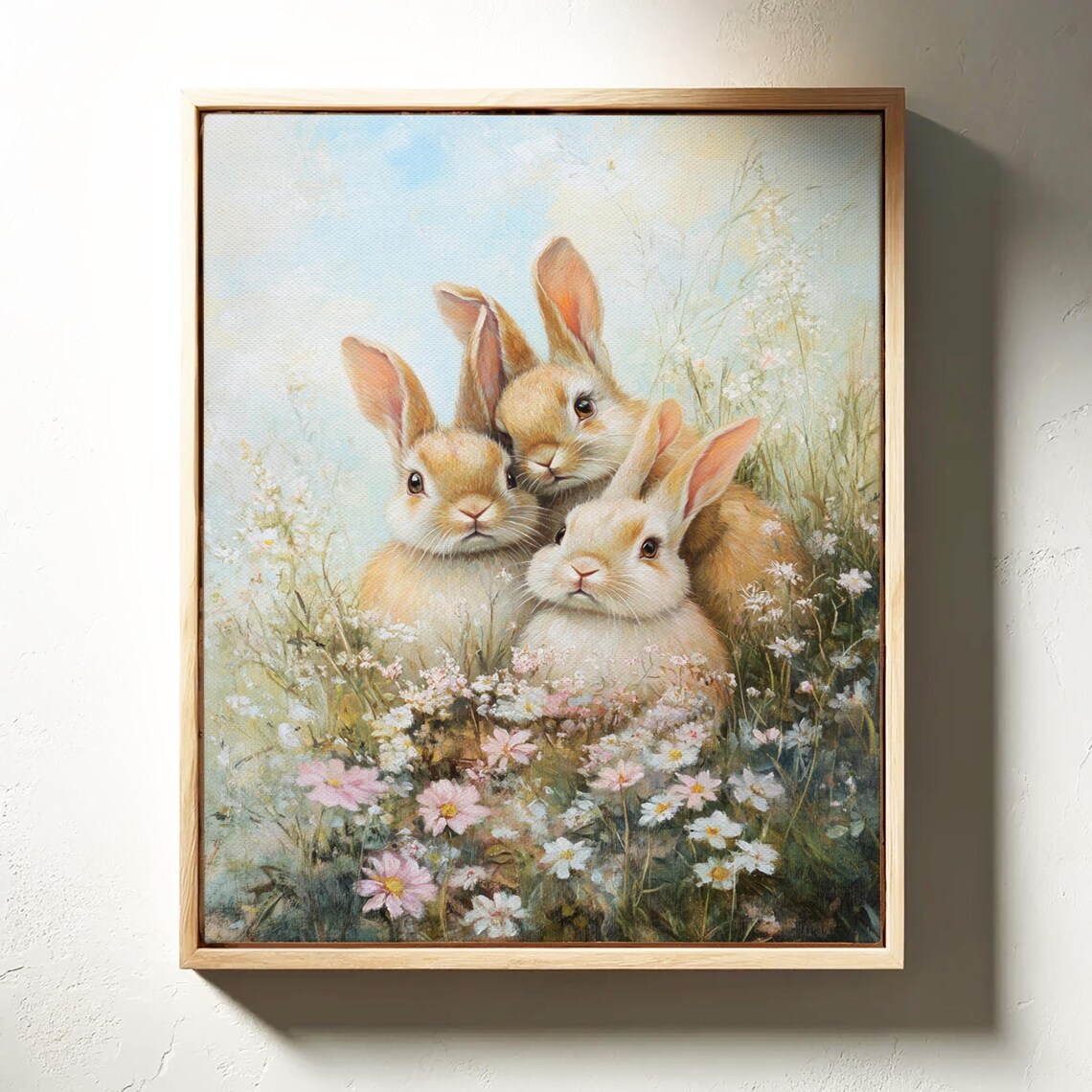 Three Baby Rabbits Huddled Together in Blooming Wildflowers Poster - Image 5