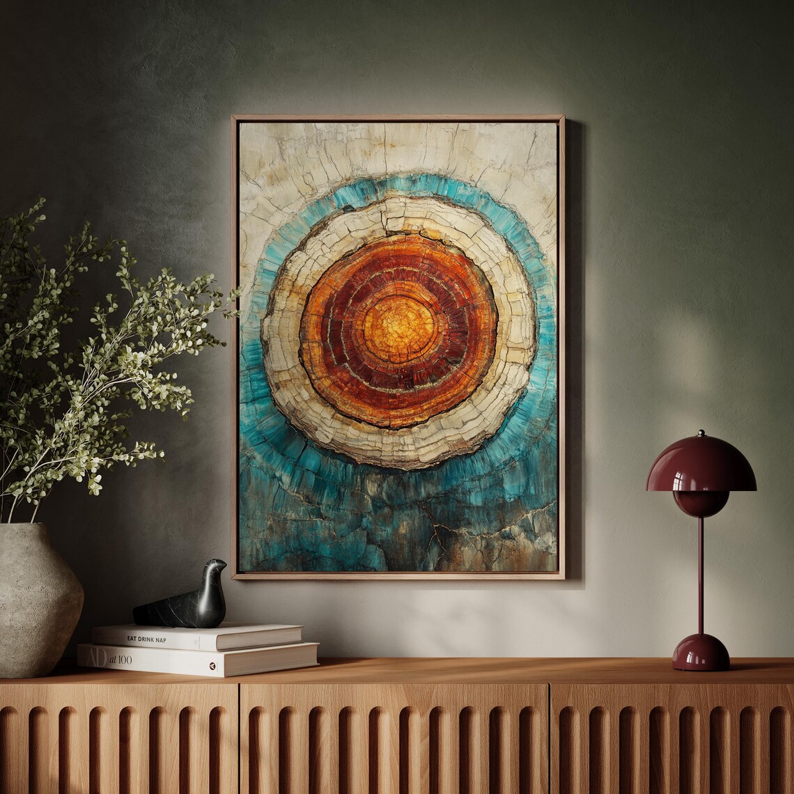 Petrified Wood Abstract Tree Ring Geode Art Print - Image 3