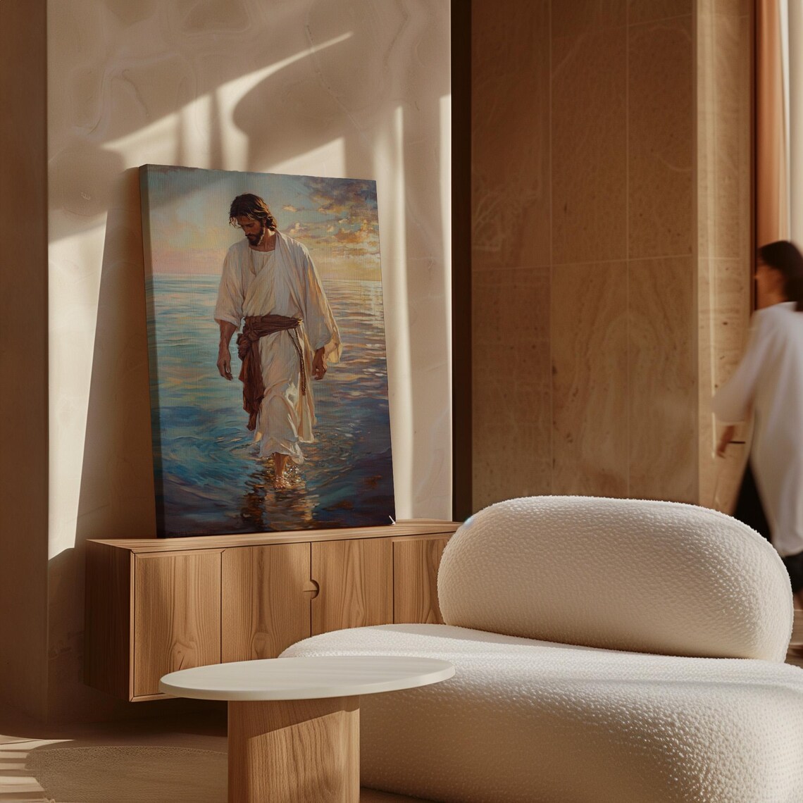 Jesus Walking On Water At Sunset Inspirational Christian Faith Poster - Image 7