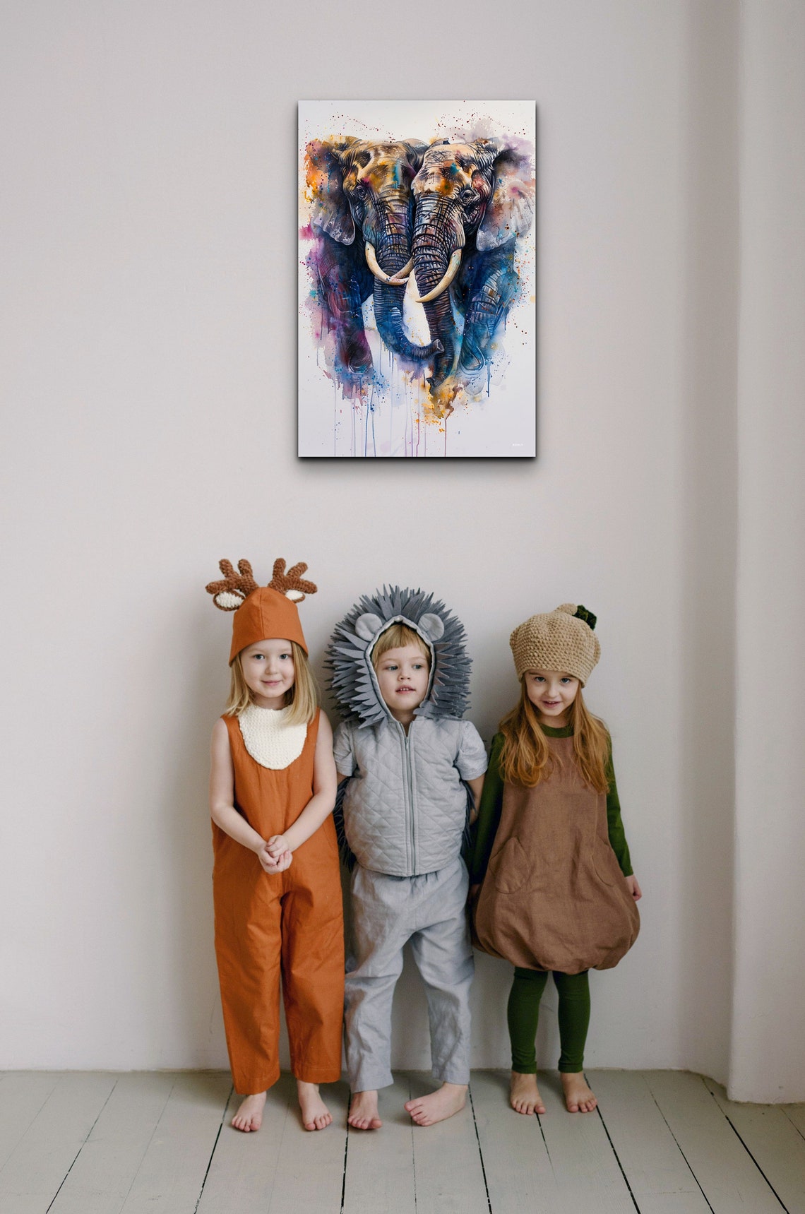 Watercolor Elephants Wall Art Print - Image 3