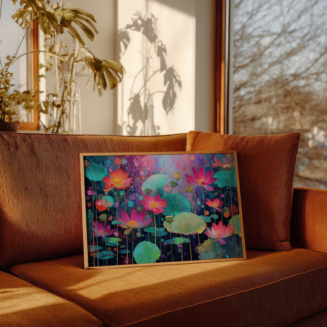 Dream Bloom in the Garden Pink Lotus Flowers Bokeh Art Poster