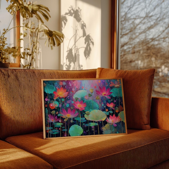 Dream Bloom in the Garden Pink Lotus Flowers Bokeh Art Poster