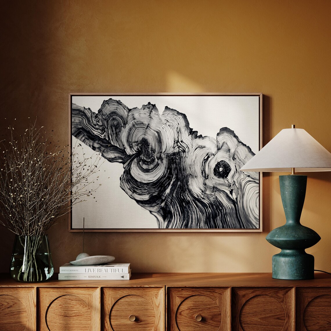 Abstract Tree Ring Art Print, Minimalist Nature Decor - Image 3