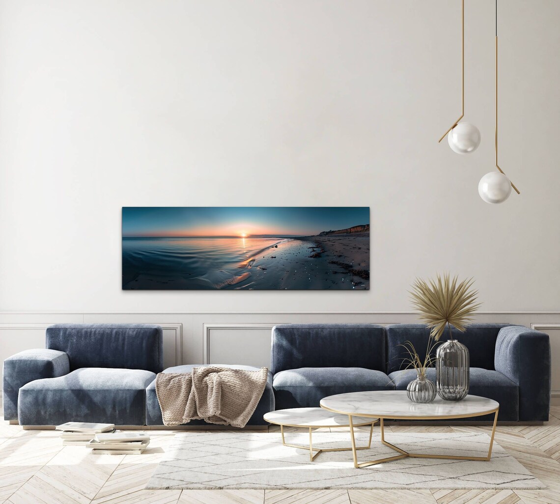 Sunrise Over Calm Ocean Shoreline Wet Sand Reflections Wall Art - Image 5