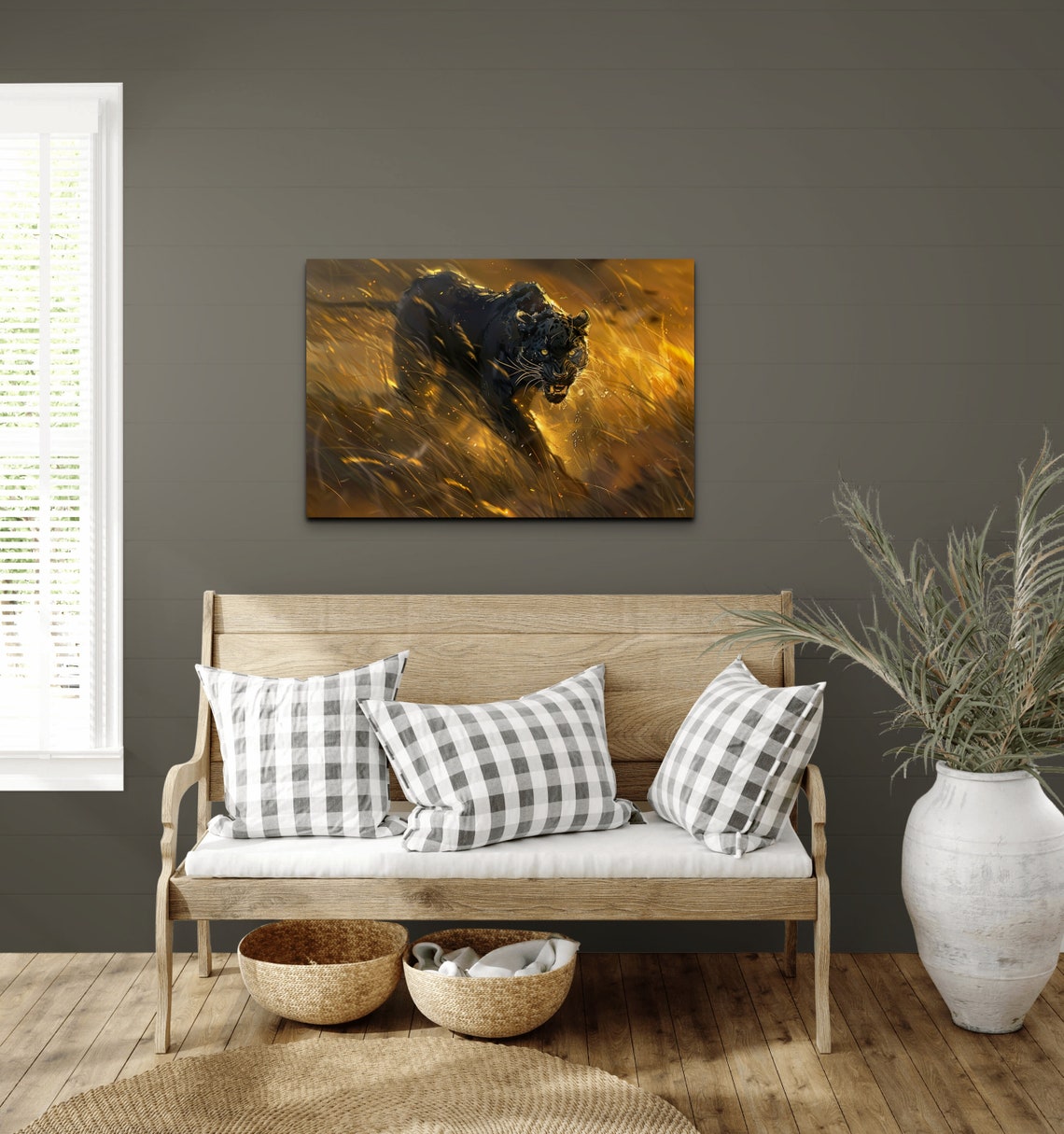 Black Panther Stalking Golden Grass Dramatic Wildlife Poster - Image 5