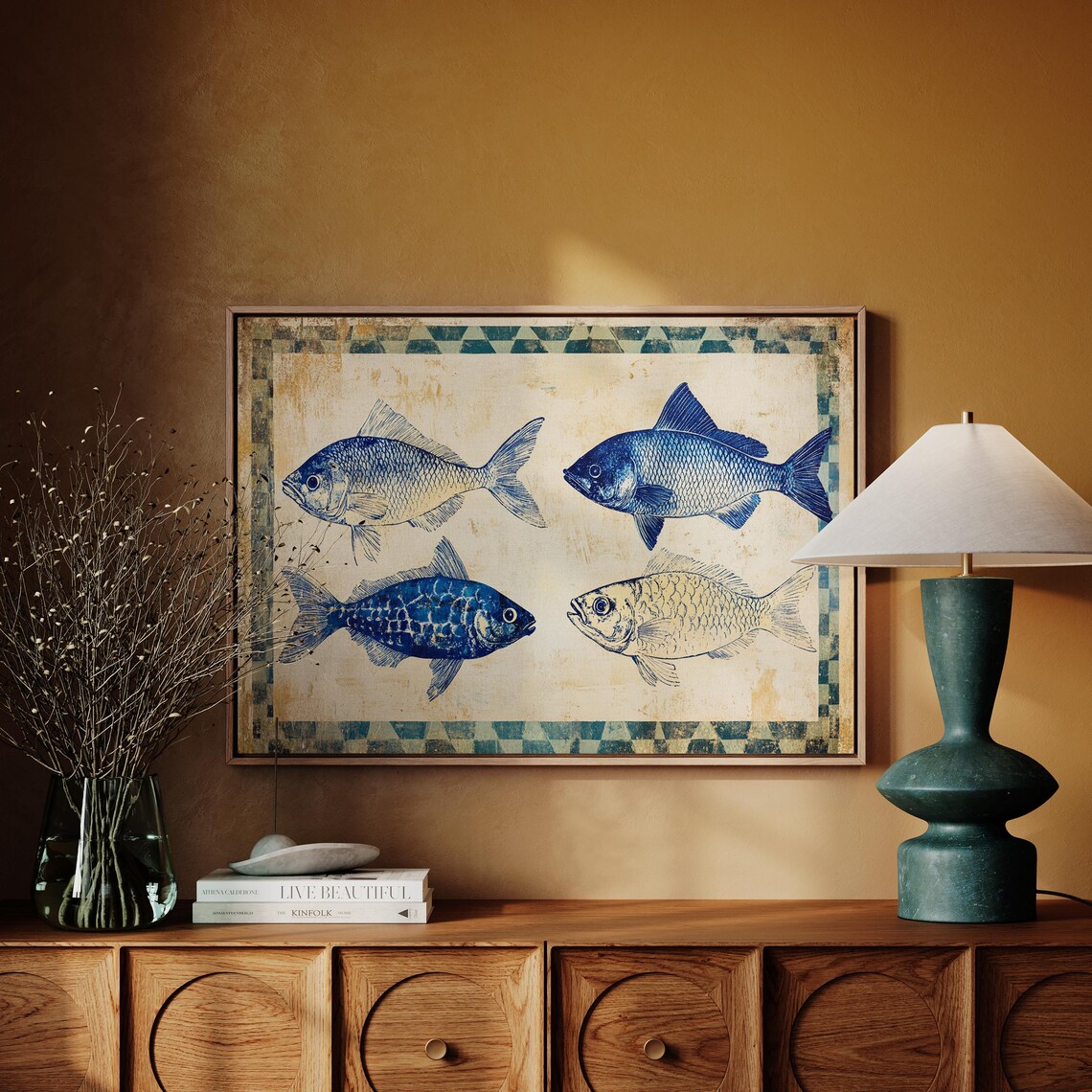 Vintage Nautical Blue Fish, Ocean Decor - Image 5