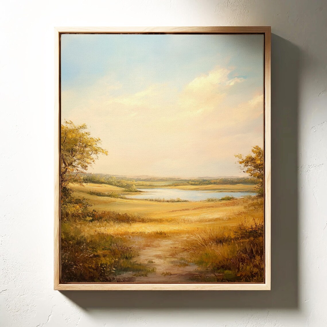 Golden Meadow River, Vintage Countryside Landscape - Image 3
