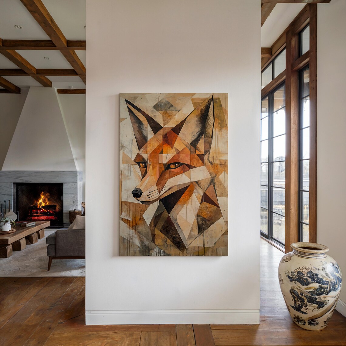 Geometric Fox Abstract Wildlife Art Print - Image 5