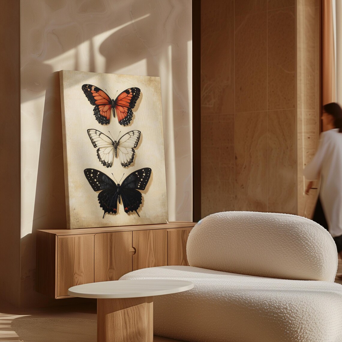 Orange White Black Butterfly Trio Vintage Entomology Study Art Poster - Image 7