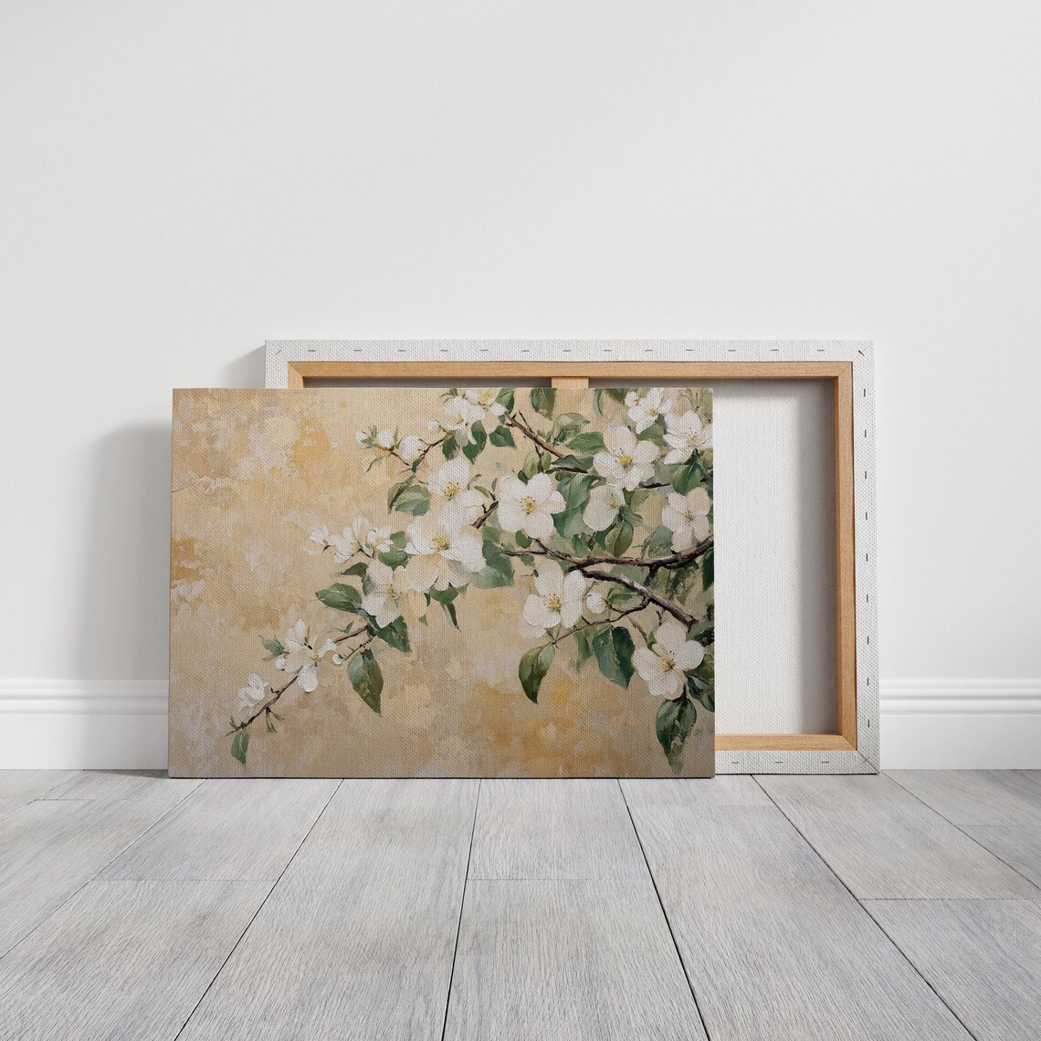 Elegant White Blossom Branch Gold Floral Botanical Art Print - Image 3