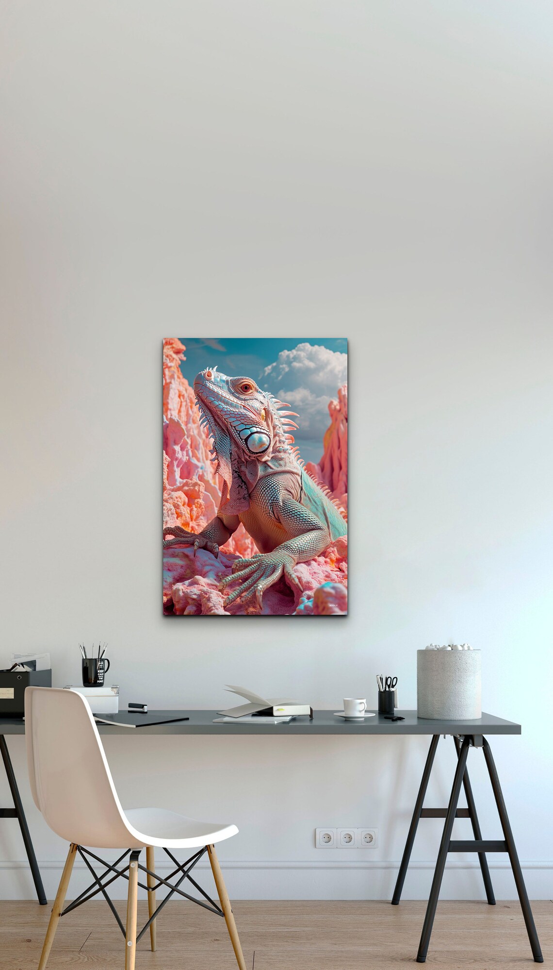 Pink Coral Iguana Desert Portrait Colorful Reptile Wildlife Poster - Image 4