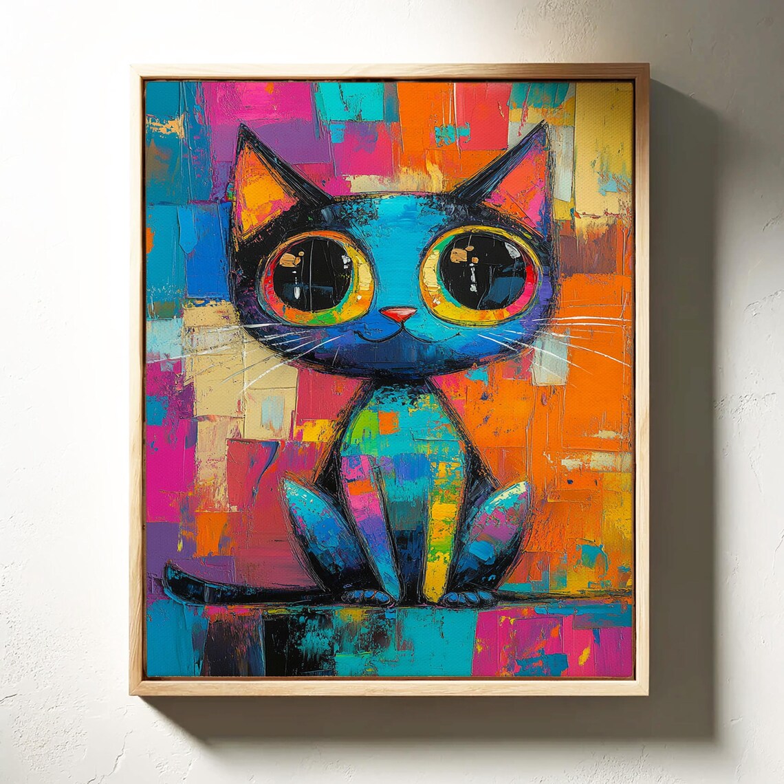 Colorful Abstract Cat Art, Playful Animal Artwork - Image 3