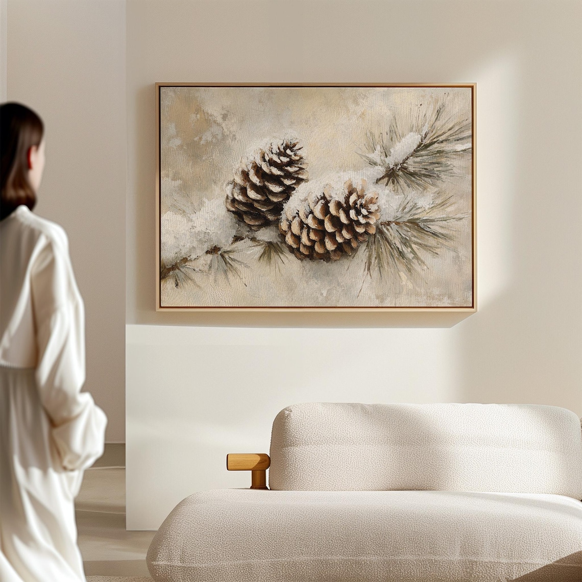Rustic Pine Cone Winter Snow Dusted Art Print - Image 7