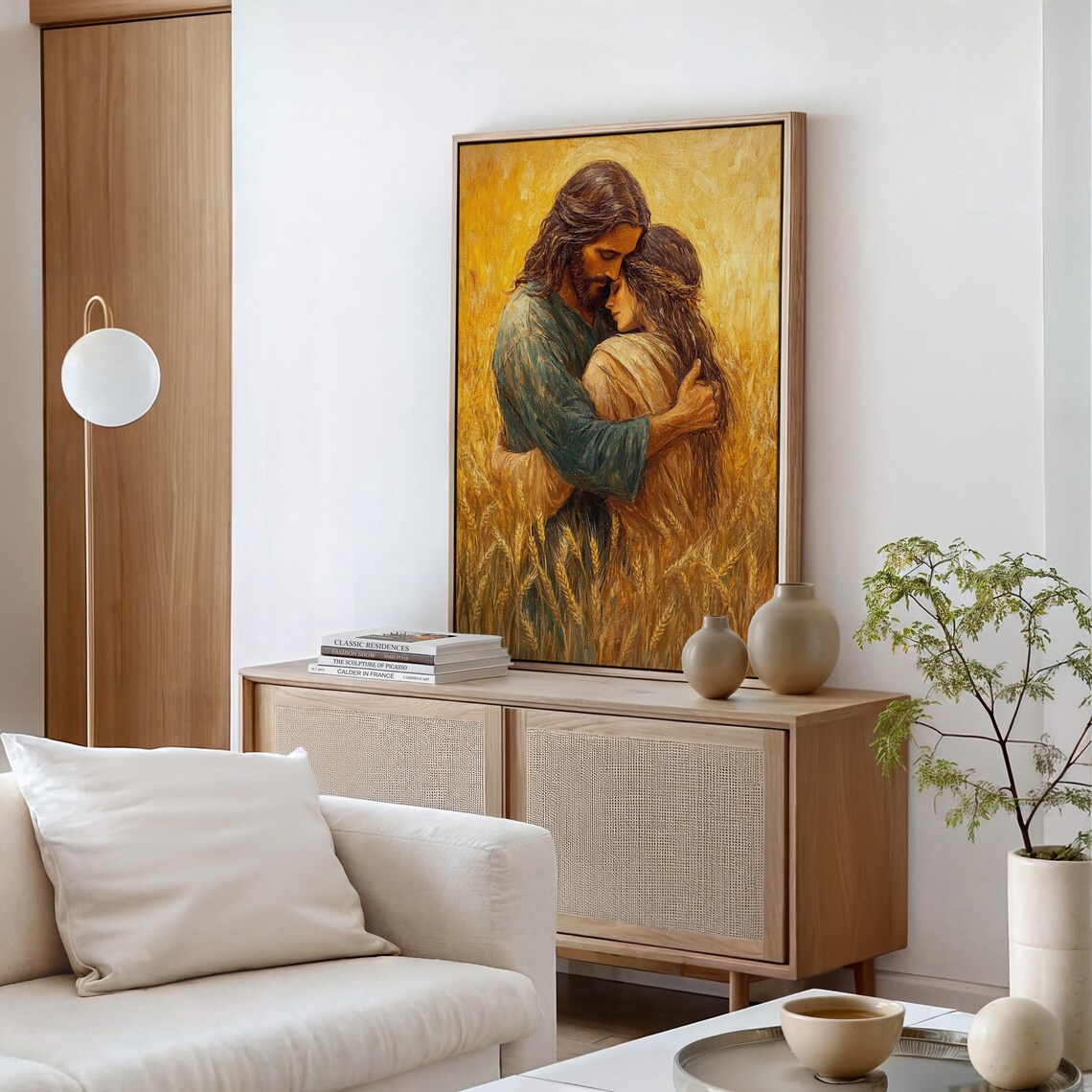 Jesus Embracing A Woman In Golden Wheat Field Christian Art Poster - Image 6