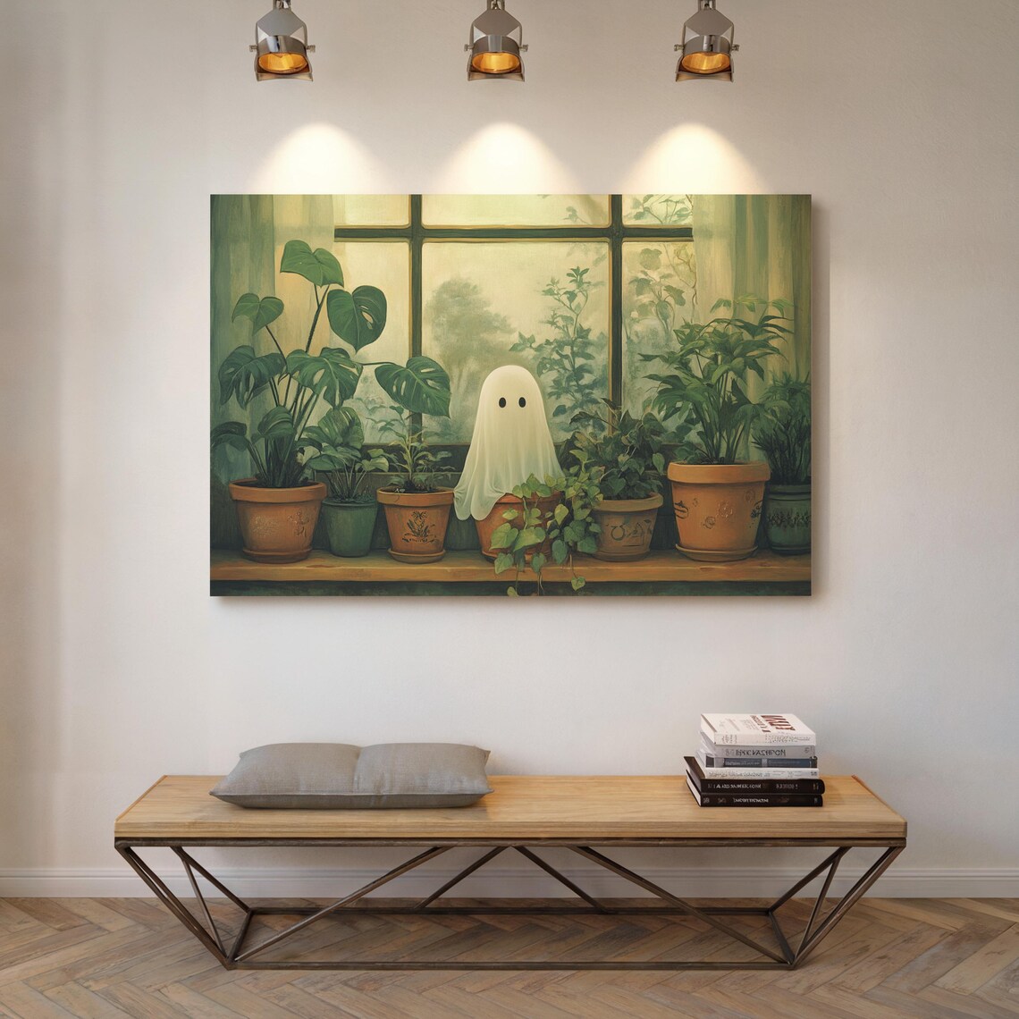 Whimsical Ghost and Houseplants, Cozy Decor Art Print - Image 4