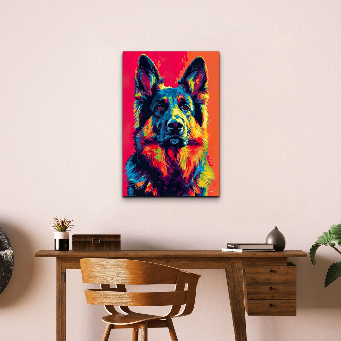 German Shepherd Portrait in Vivid Rainbow Neon Pop Art Style Poster - Image 7