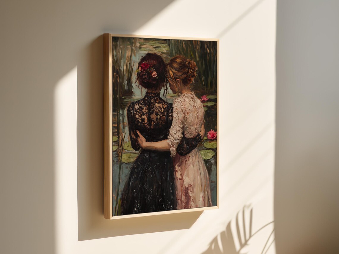 Friendship Painting, Romantic Victorian Women Art Print