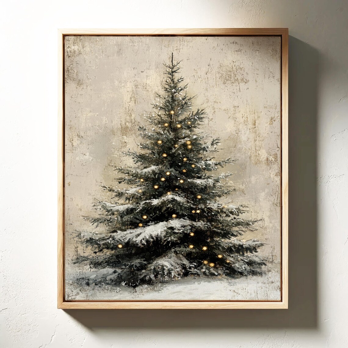 Rustic Christmas Tree Art Print, Vintage Holiday Decor - Image 3