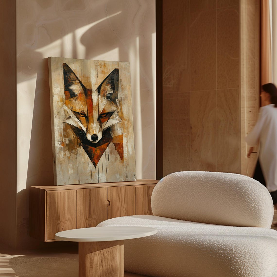 Abstract Geometric Fox Portrait Rustic Earthy Modern Wildlife Poster - Image 7