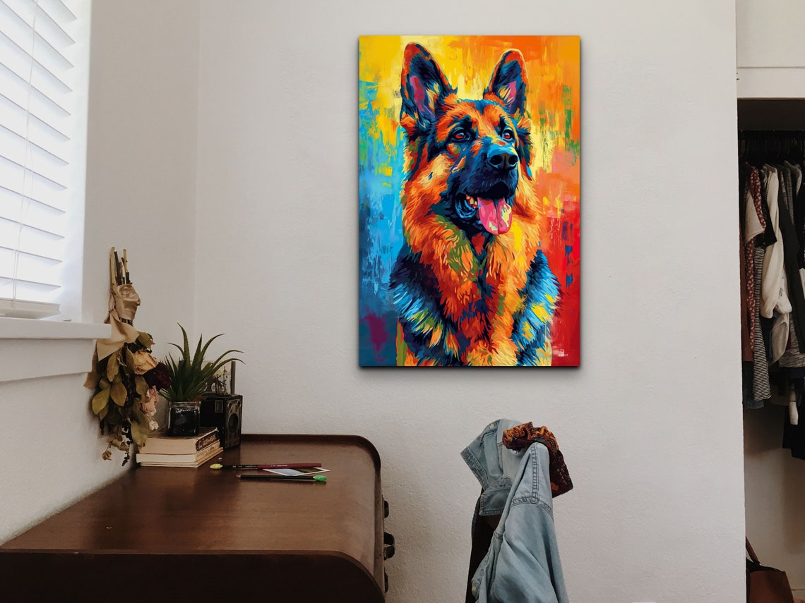 Happy German Shepherd Portrait in Colorful Abstract Pop Art Poster - Image 6