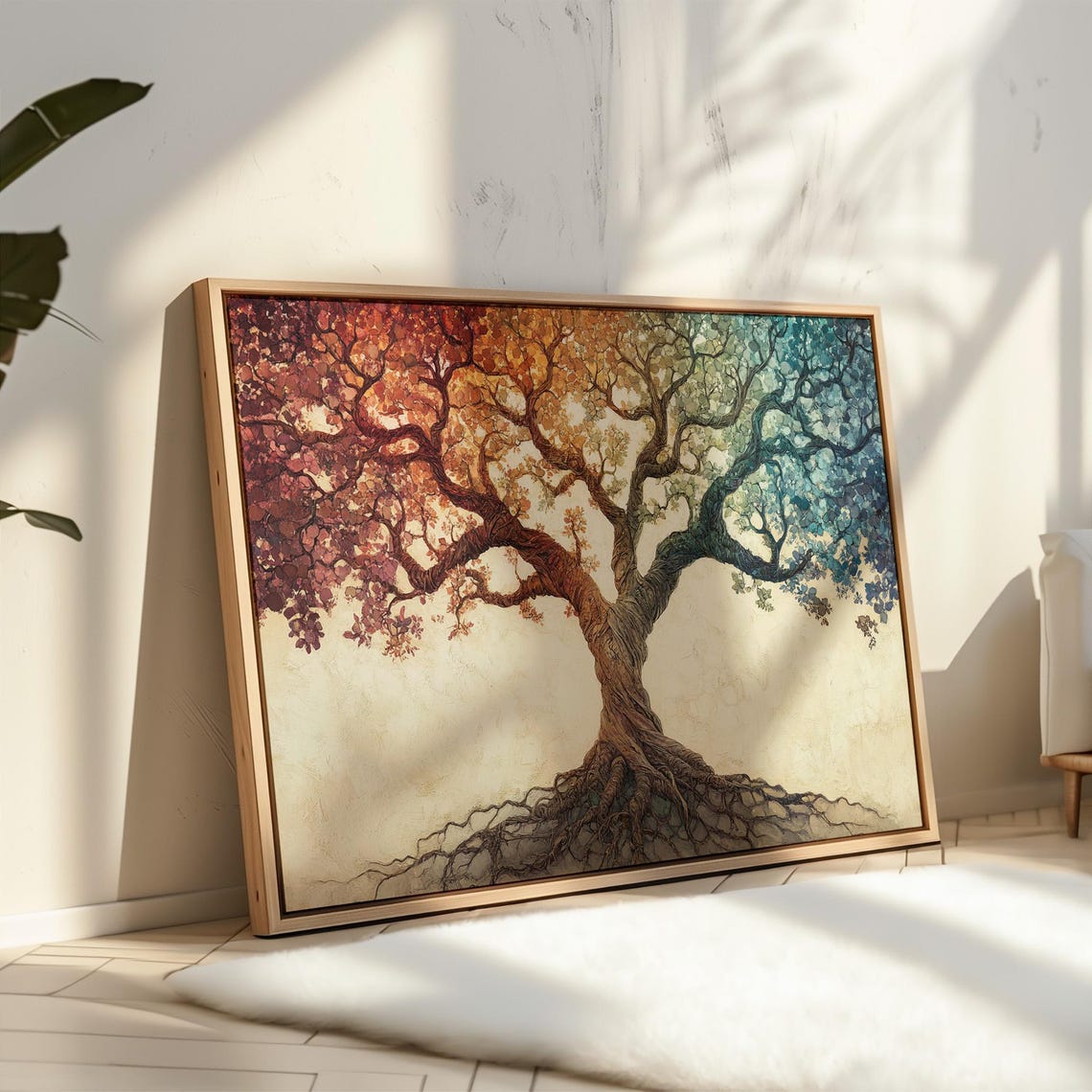 Tree of Life Rainbow Gradient Foliage Exposed Roots Framed Art Poster - Image 4