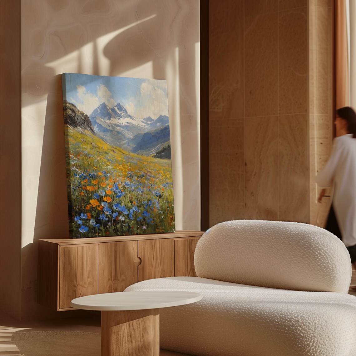 Alpine Meadow Wildflowers With Snowy Mountain Peaks Landscape Poster - Image 6