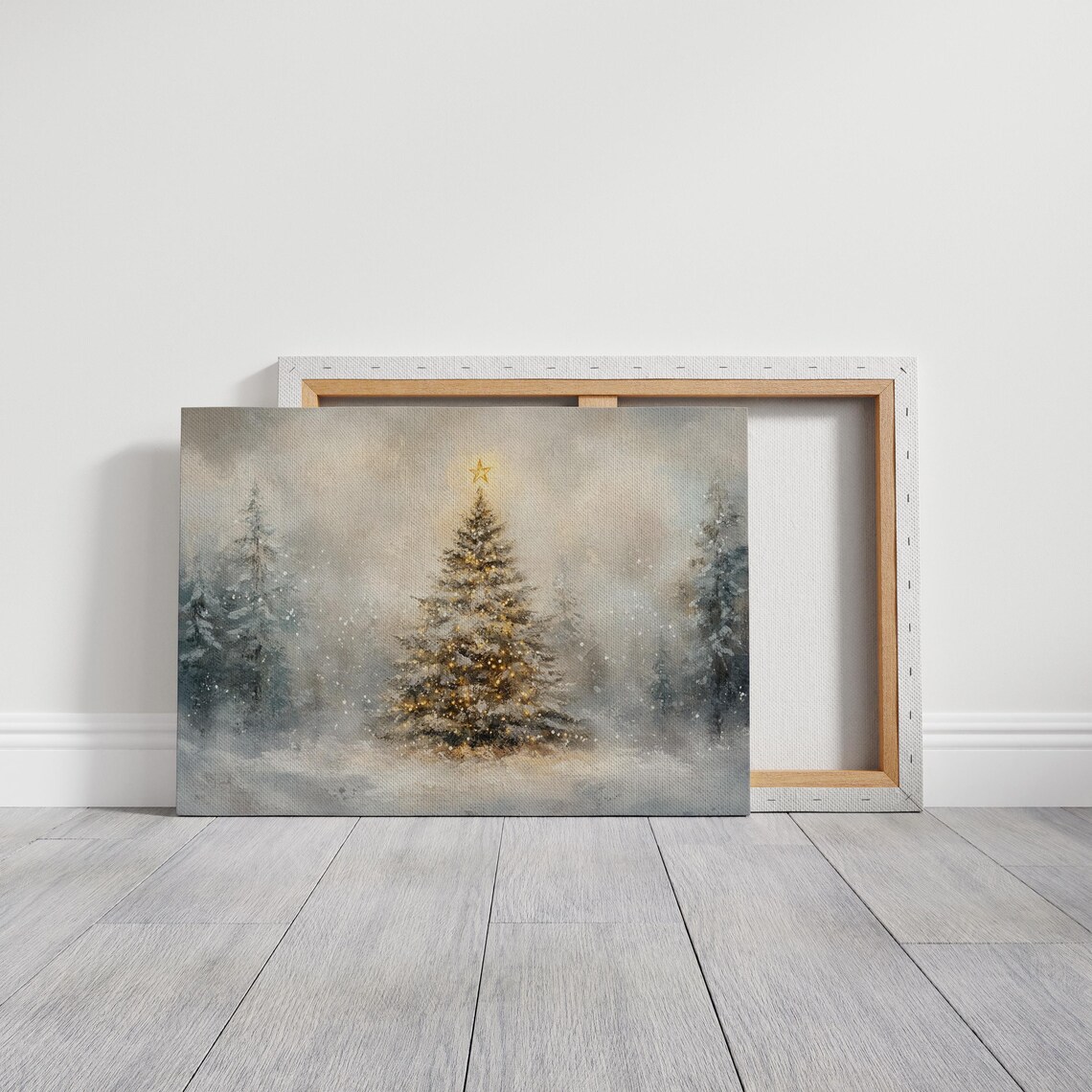 Snowy Christmas Tree Winter Forest Scene, Festive Decor - Image 3