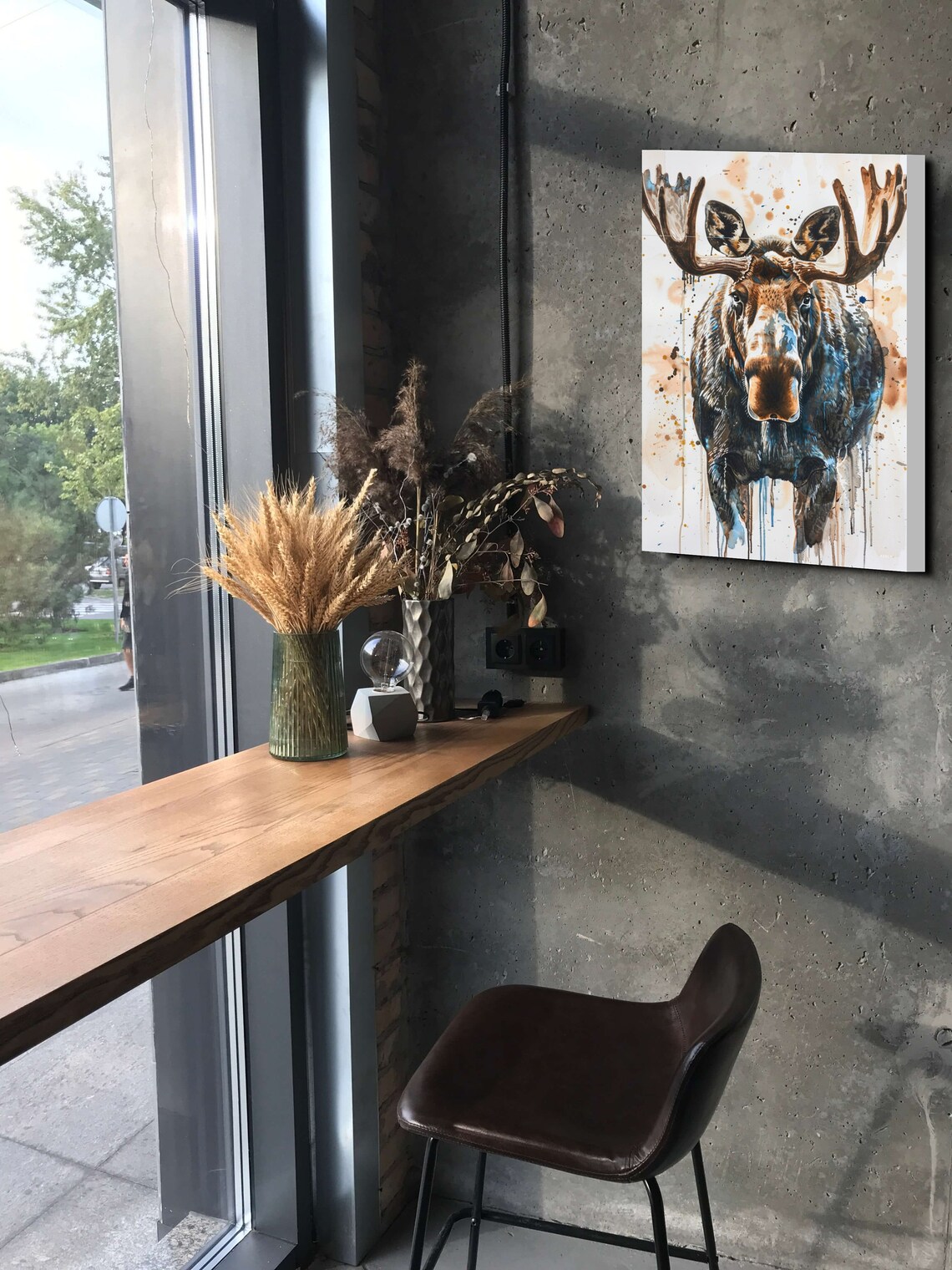 Watercolor Moose, Portrait Wall Art Print - Image 3