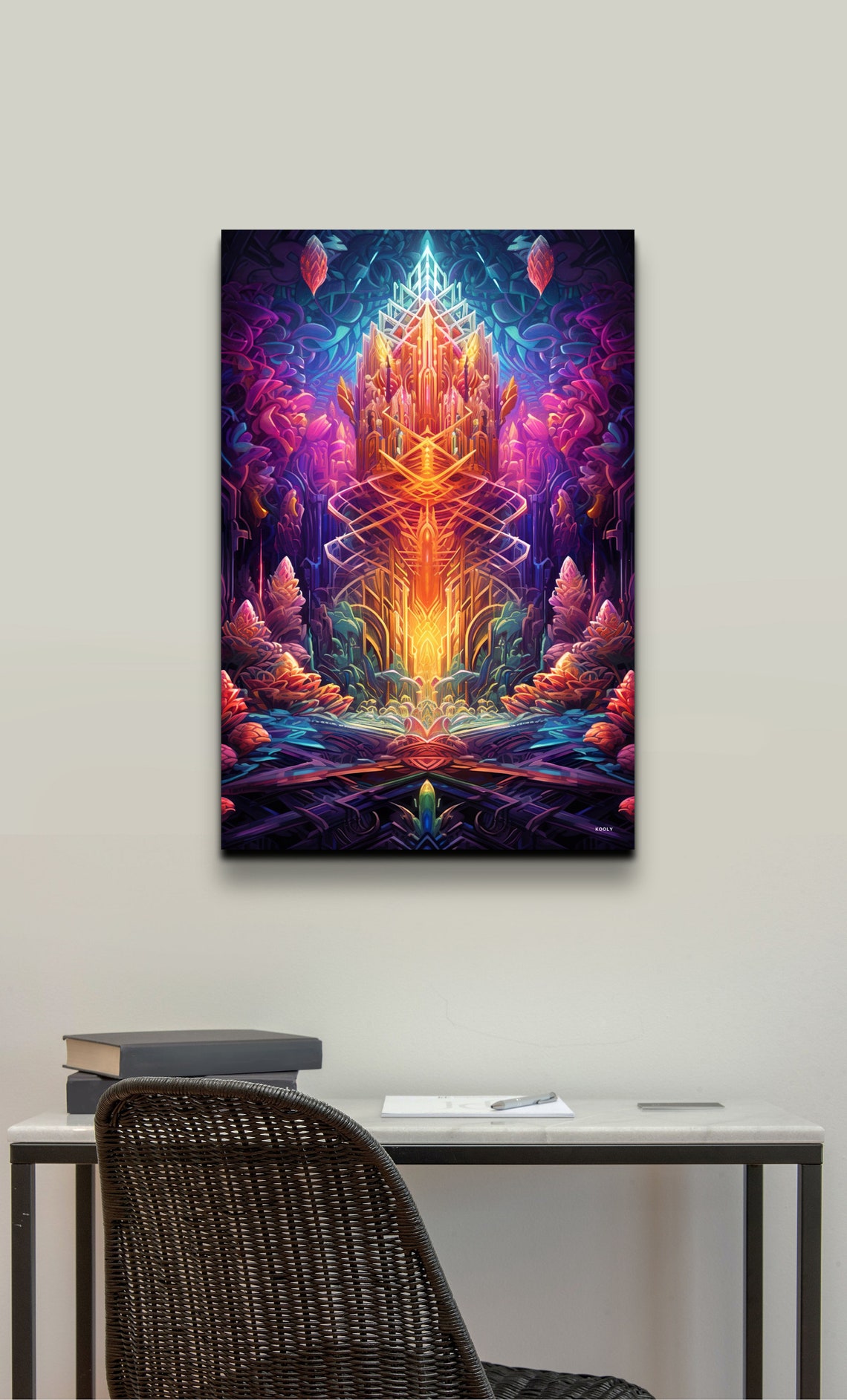 Psychedelic Crystal Temple Abstract Colorful Visionary Art Poster - Image 3