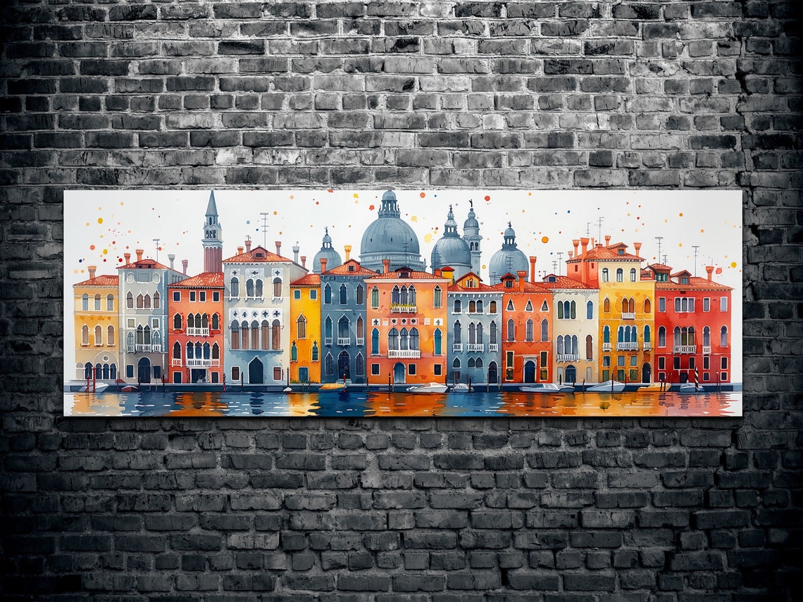 Colorful Venice Italy Landmark Boat River Oil Painting Watercolor Wall Art Calming Poster Print Homeoffice Room Decor Gifts - Image 2