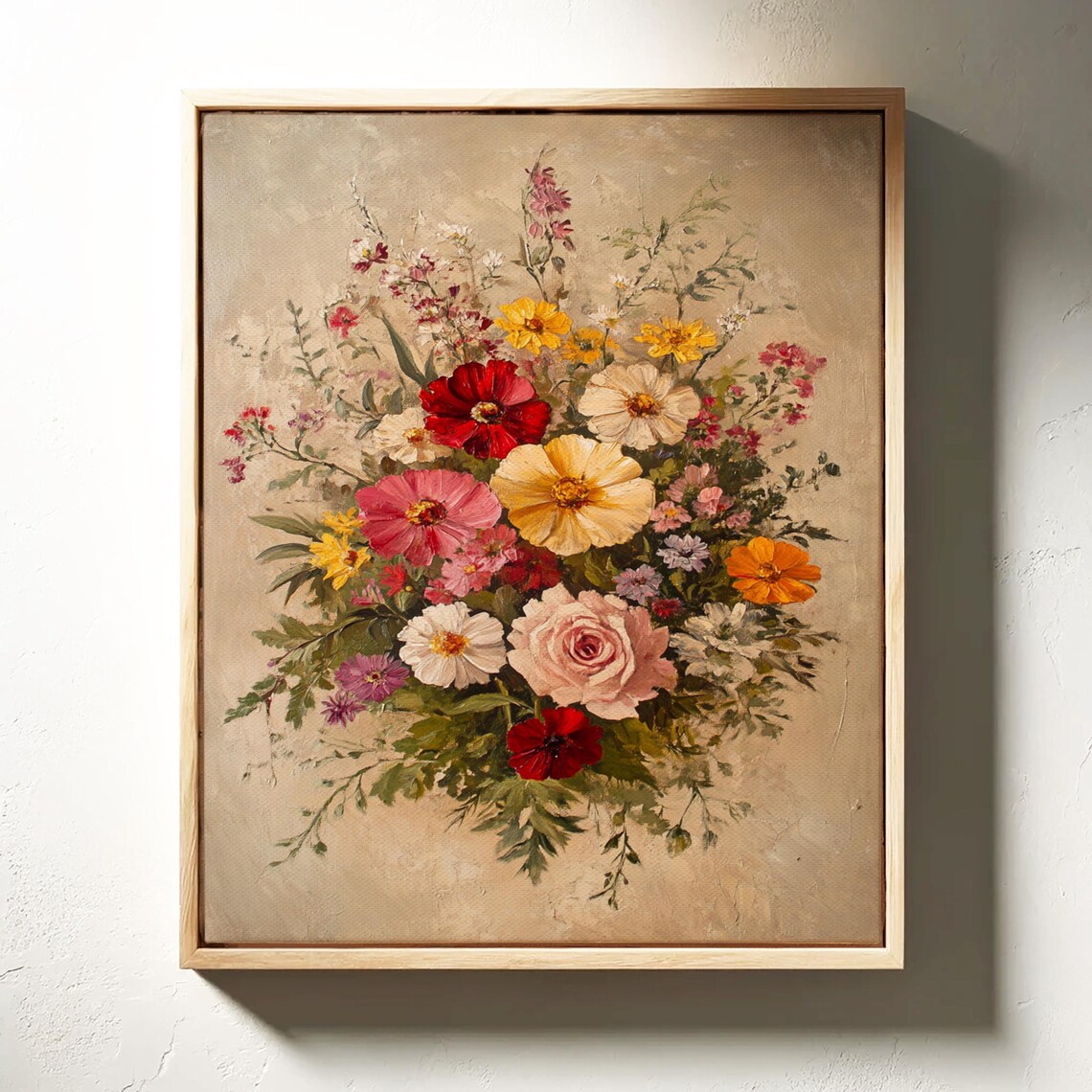 Blush Rose Cosmos Wildflower Bouquet Sunlit Vintage Floral Poster - Image 3