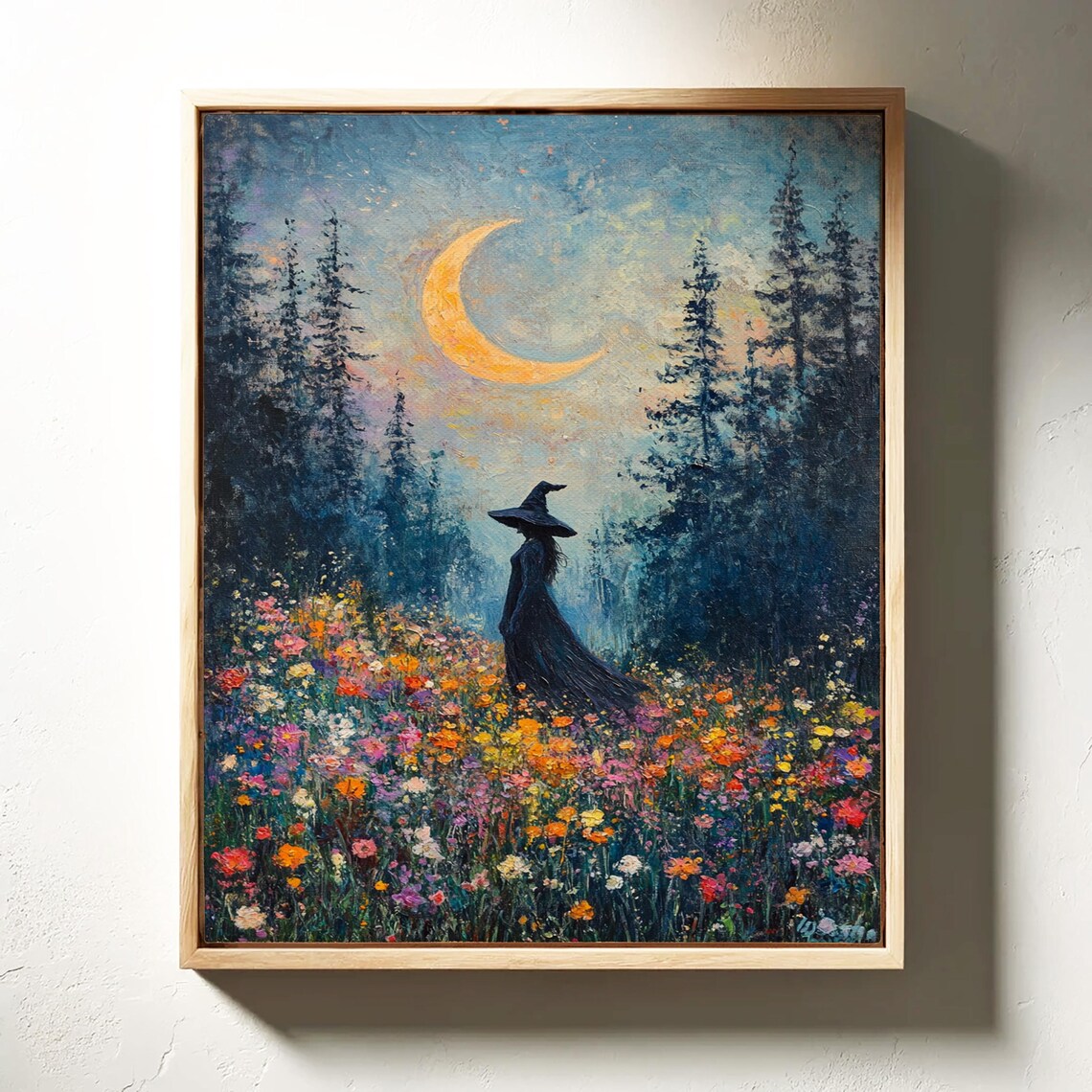 Enchanting Witch in Wildflower Meadow, Mystical Art - Image 6