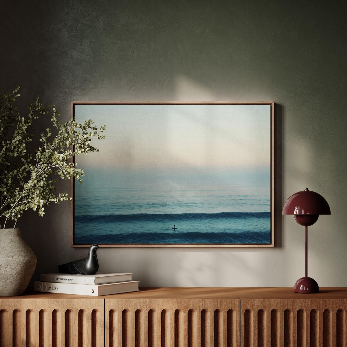 Minimalist Ocean Surfer Art Print, Coastal Decor - Image 3