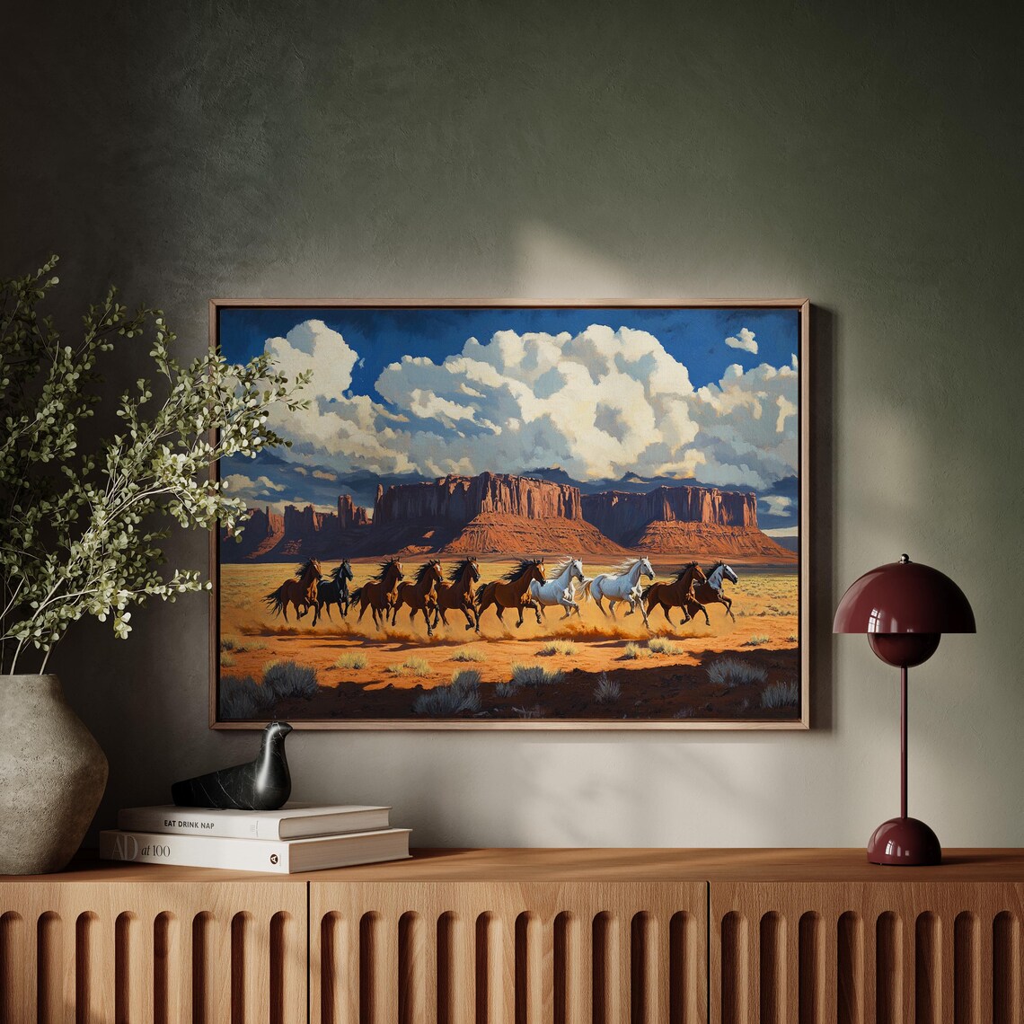 Wild Horses Galloping in Monument Valley Southwestern Art Poster - Image 4
